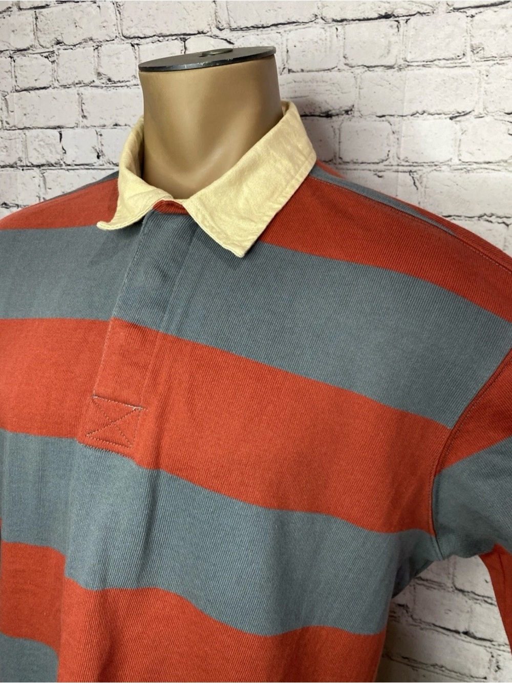 Xtratuf Rugby Polo Heavy Cotton Long Sleeve Striped Shirt Heavyweight Large L - Picture 3 of 16